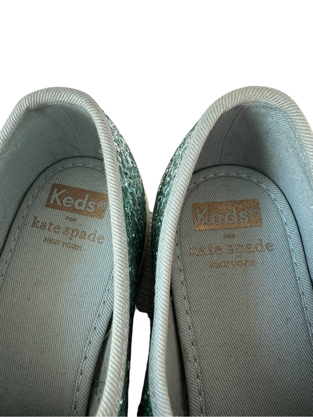 Keds X Kate Spade New York Champion Glitter Low-Top Sneakers, Aqua Blue, 7.5 - Picture 9 of 13